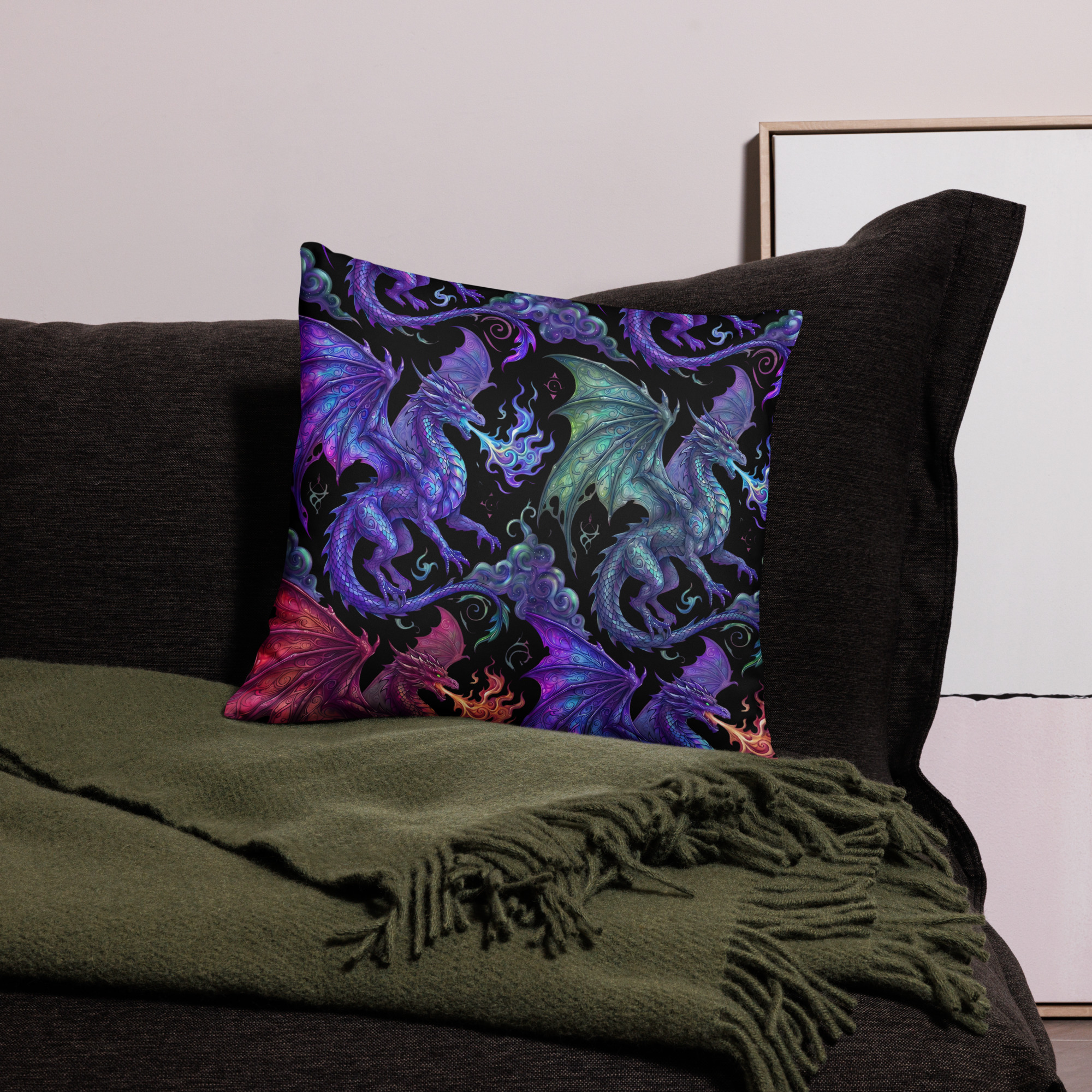 Colourful Dragons Pillow Case - Image 3