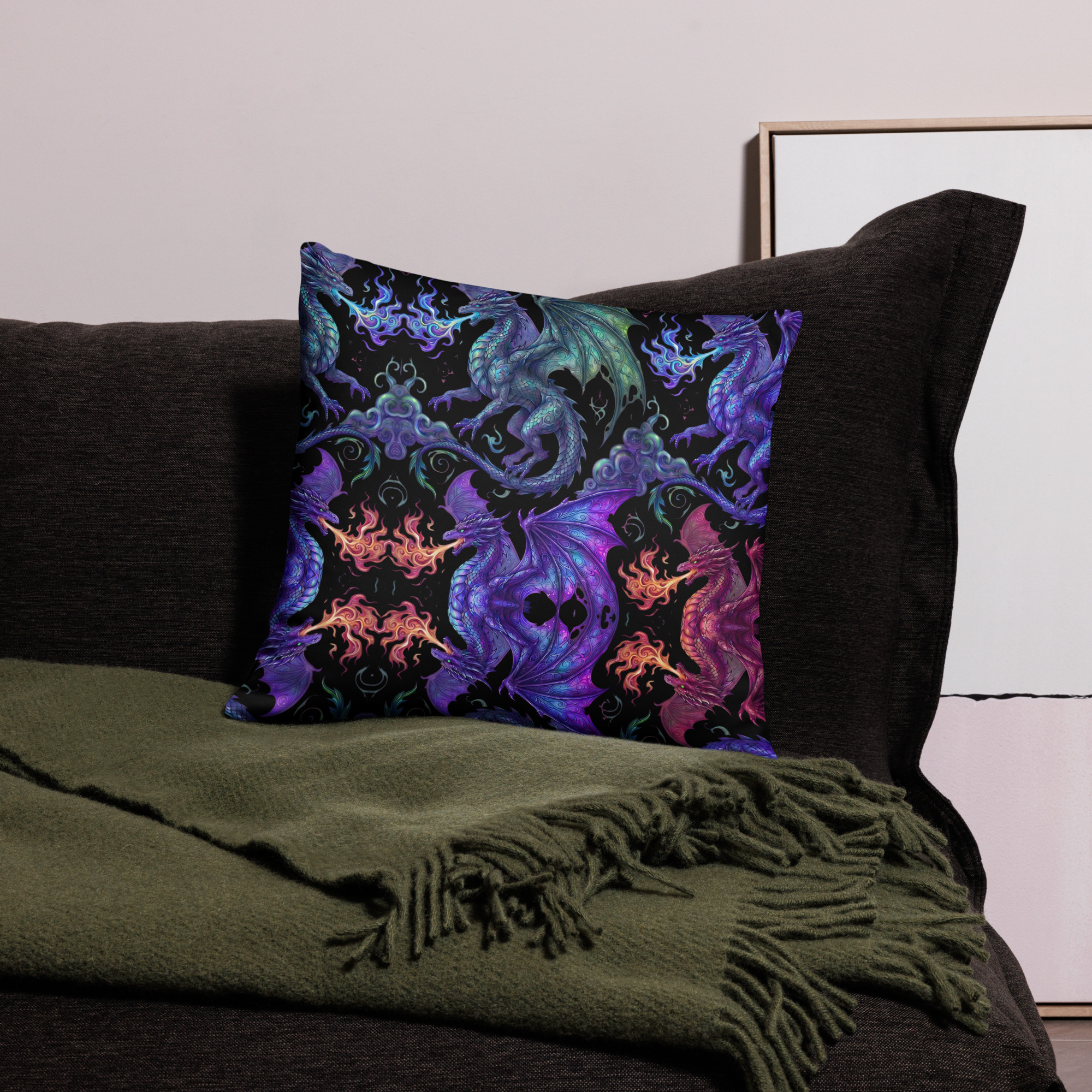 Colourful Dragons Pillow Case - Image 2