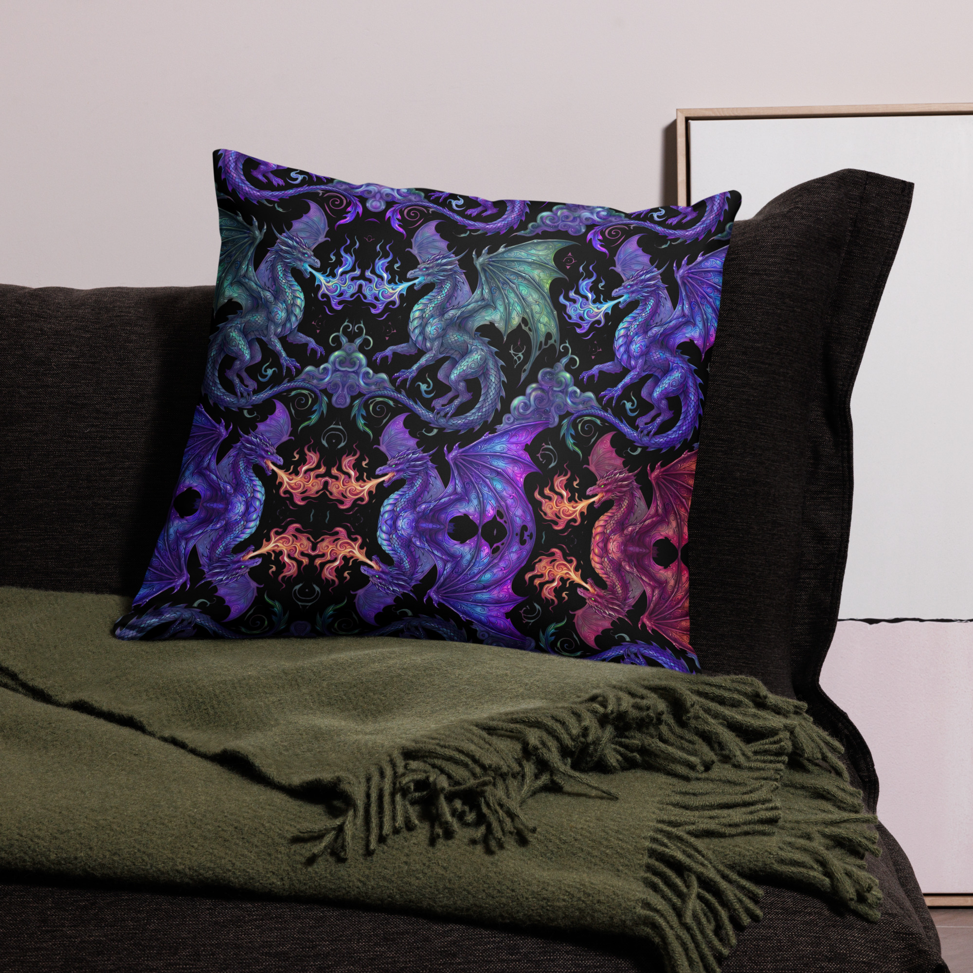 Colourful Dragons Pillow Case