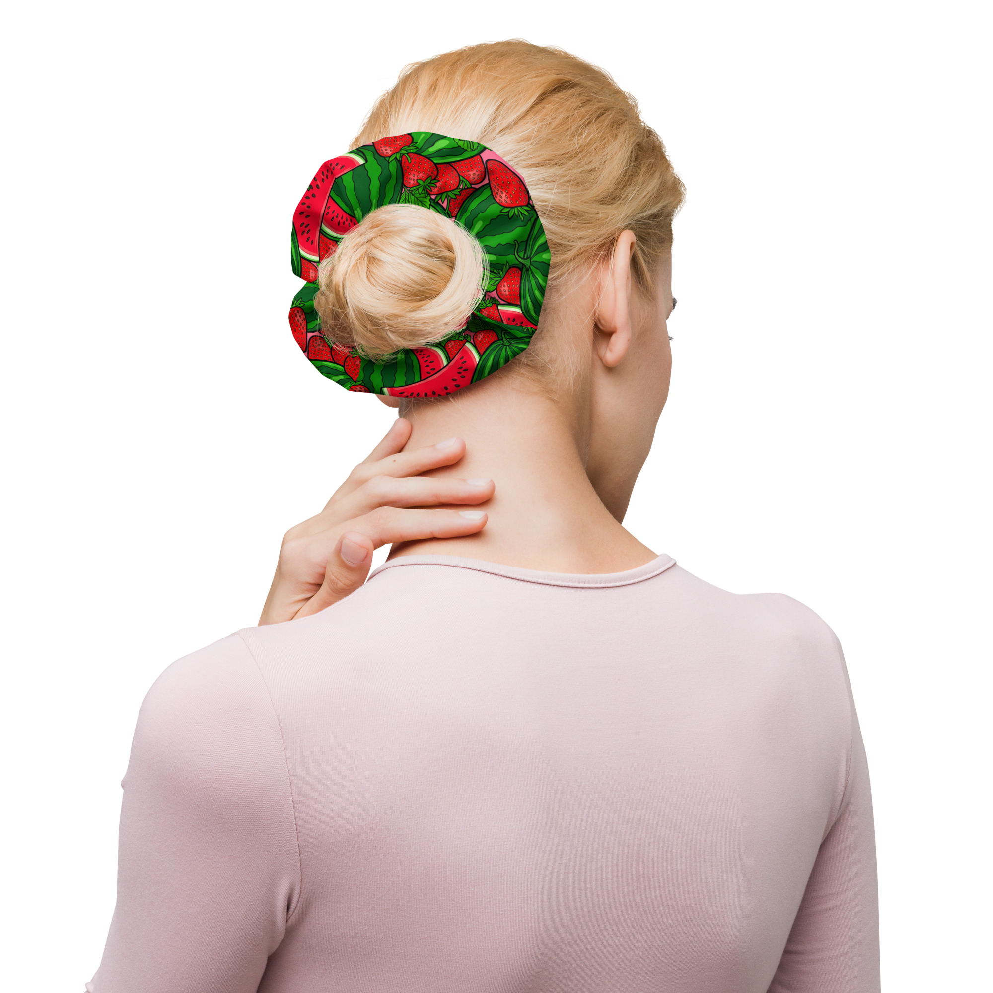 Strawberries and Watermelon Recycled Scrunchie