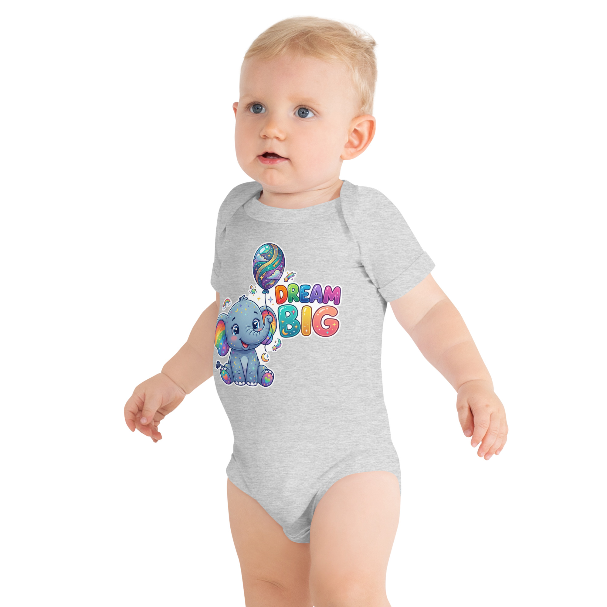 Dream Big Elephant Baby short sleeve one piece - Image 8