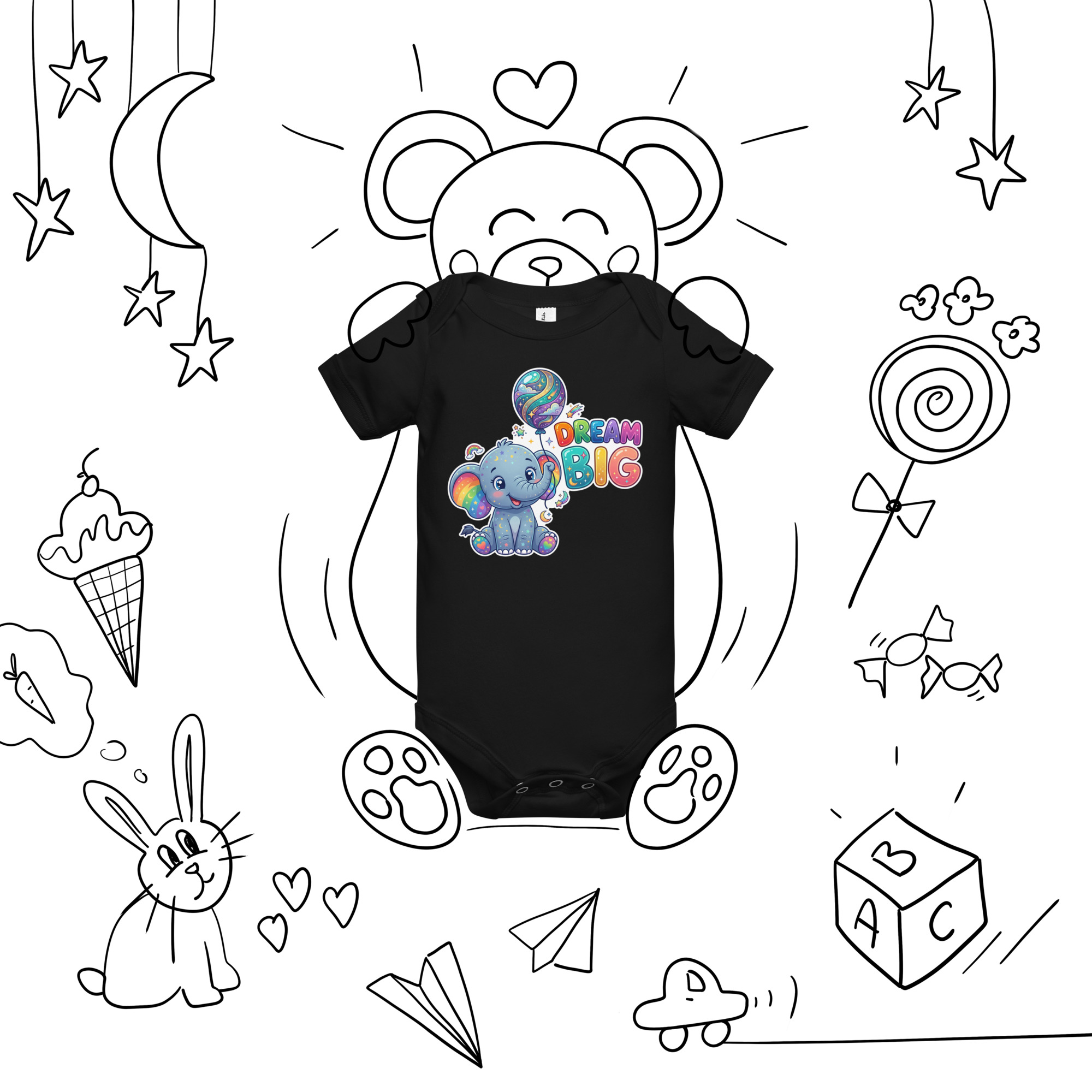 Dream Big Elephant Baby short sleeve one piece