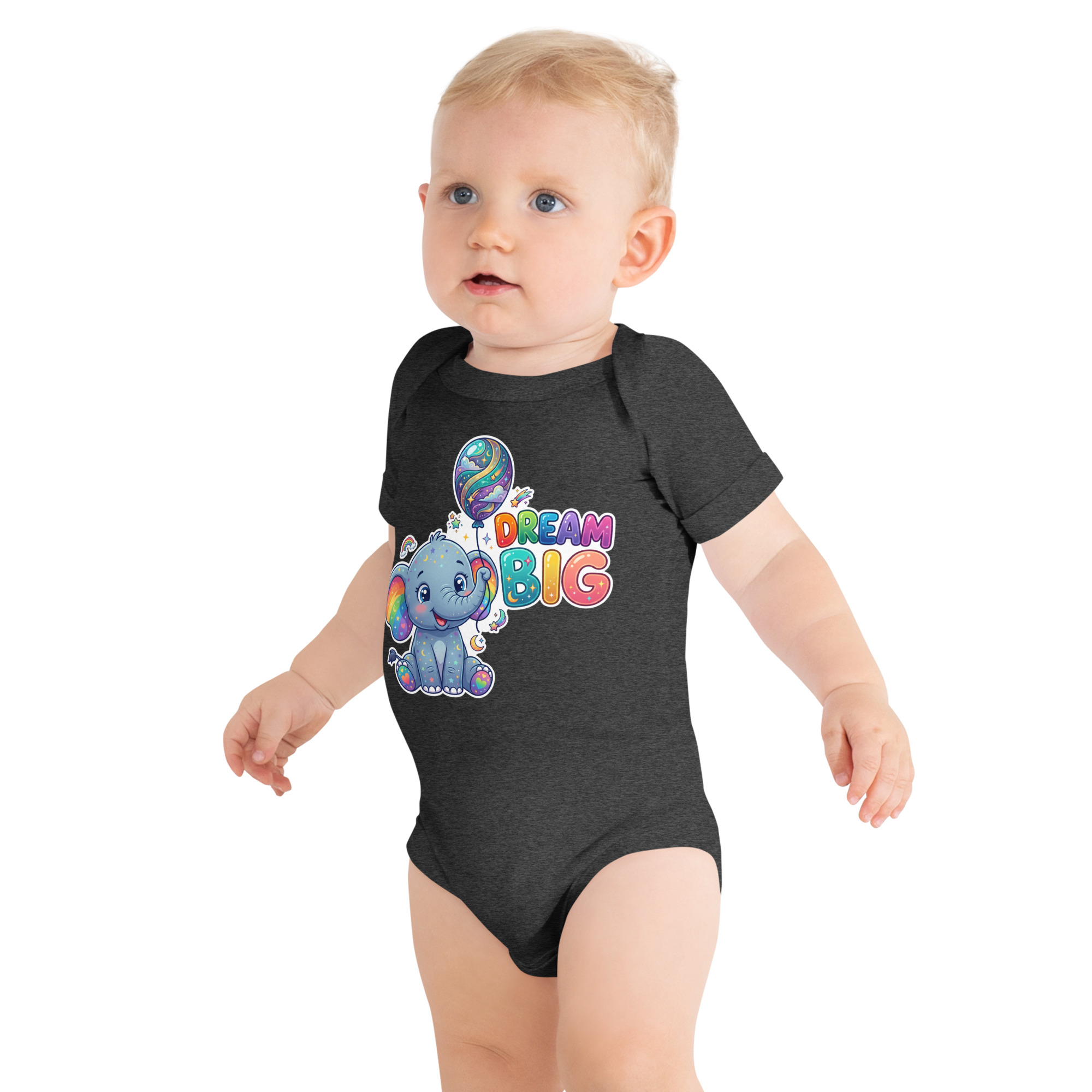 Dream Big Elephant Baby short sleeve one piece - Image 4