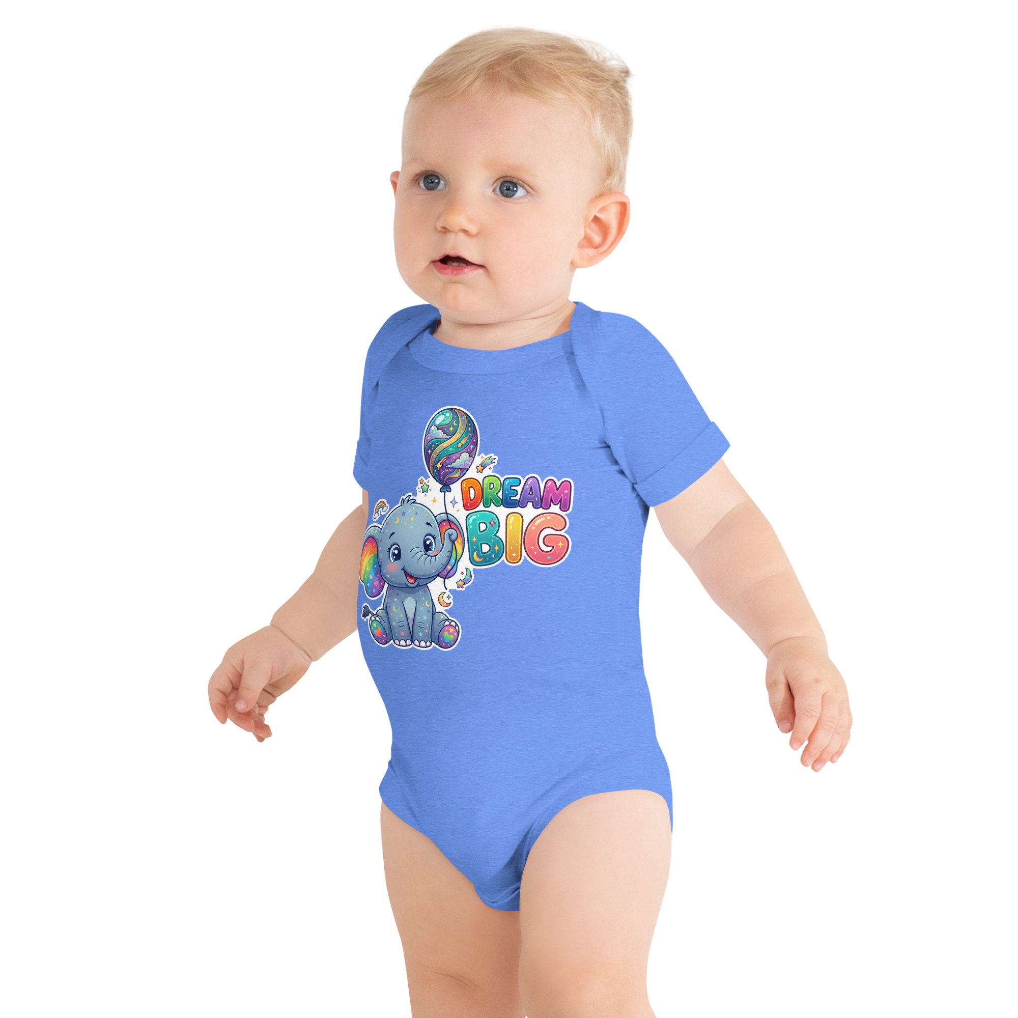 Dream Big Elephant Baby short sleeve one piece - Image 6