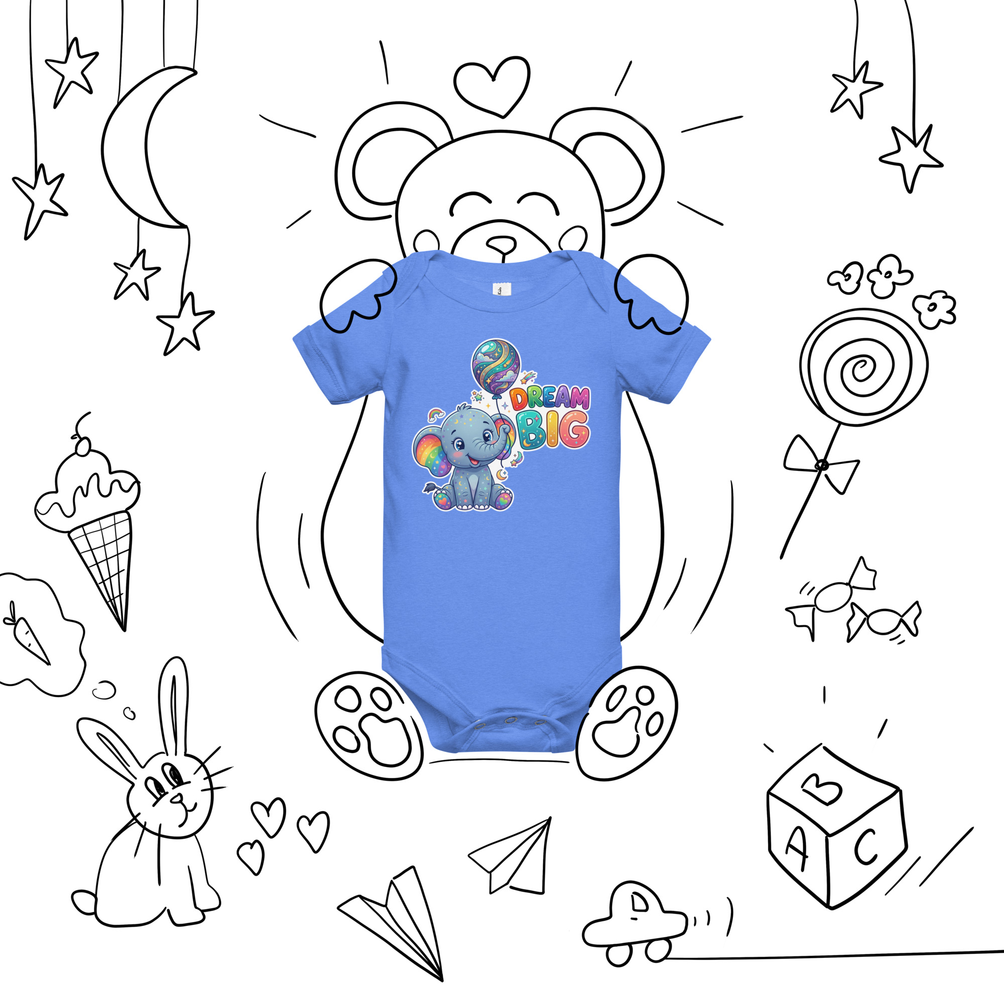 Dream Big Elephant Baby short sleeve one piece - Image 17