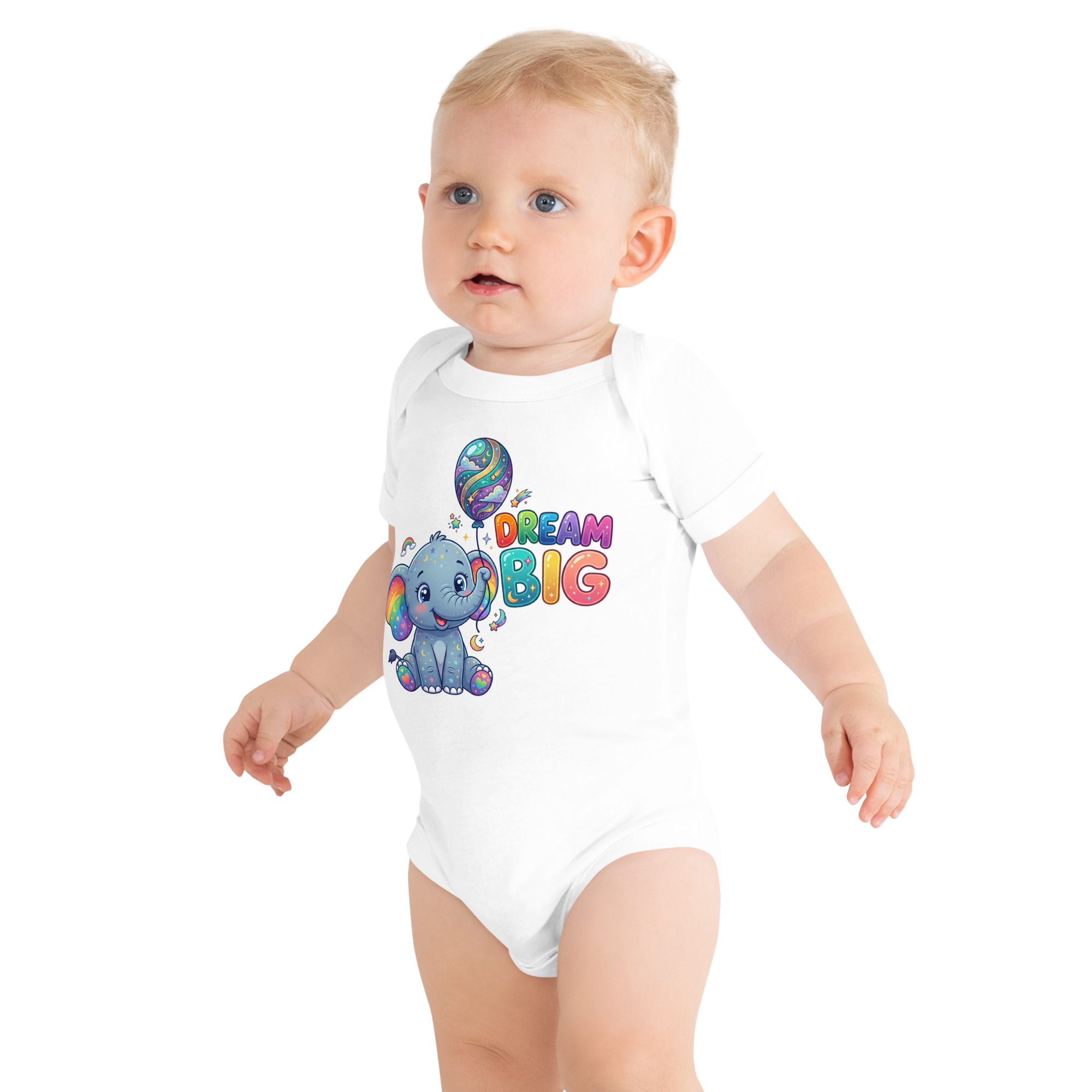 Dream Big Elephant Baby short sleeve one piece - Image 14