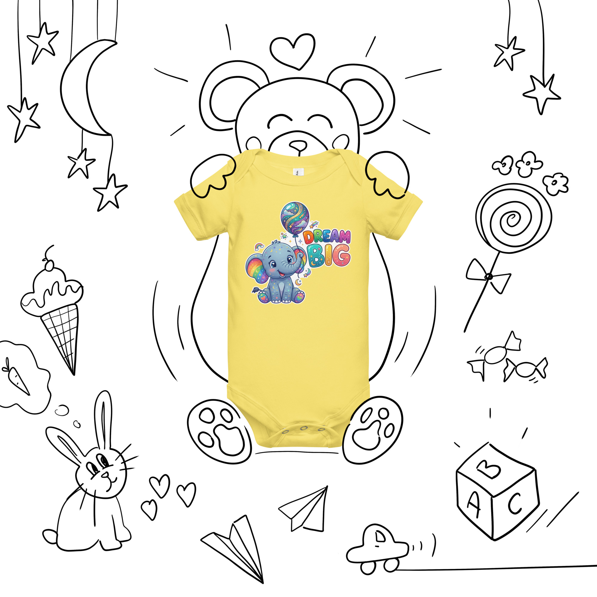 Dream Big Elephant Baby short sleeve one piece - Image 20
