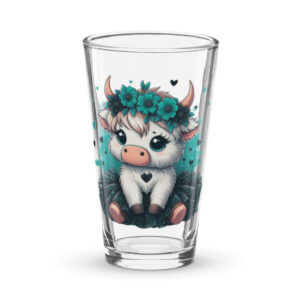 Blue Highland Cow Shaker pint glass