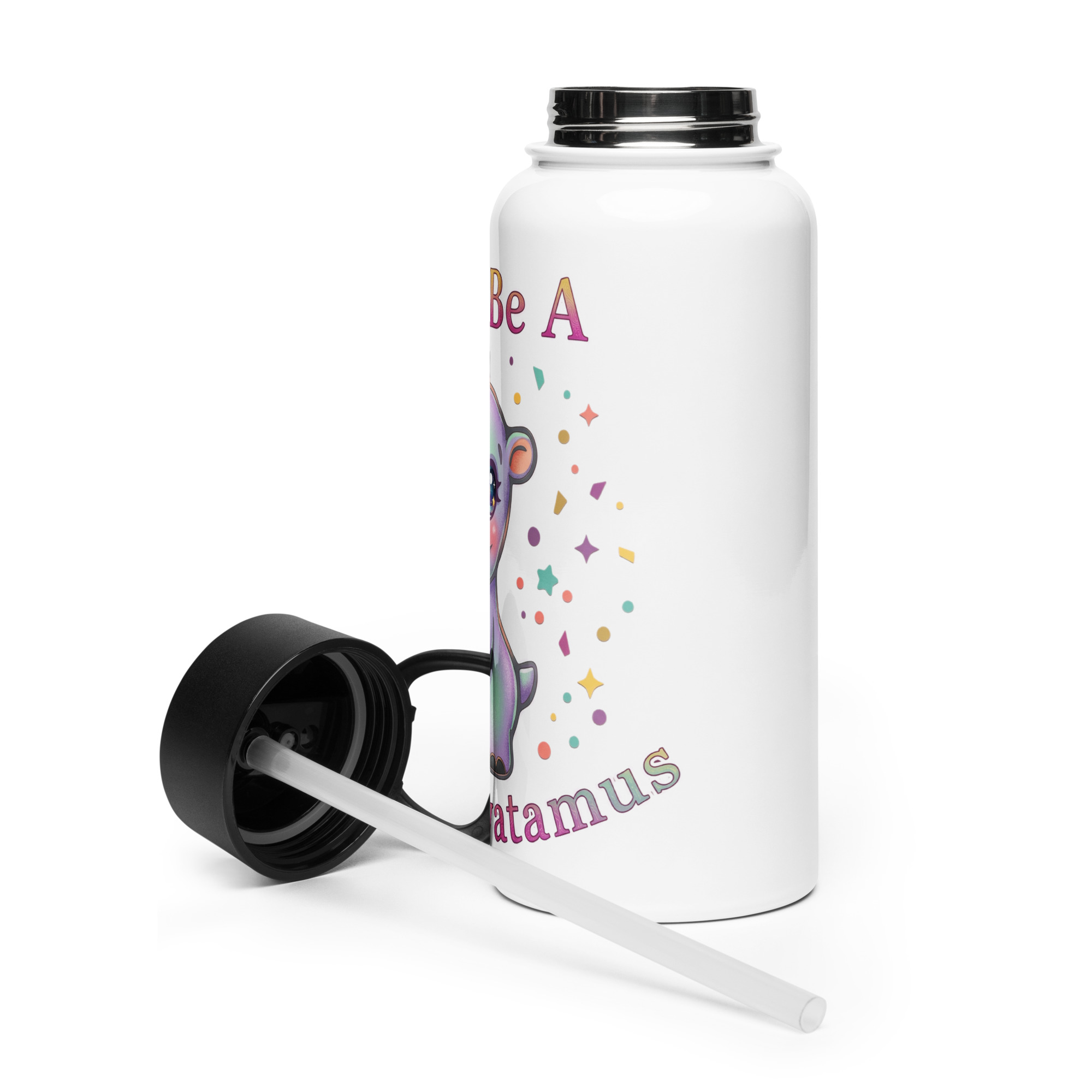 Don't be a Hippo-Twatamus Stainless steel water bottle with a straw lid - Image 3