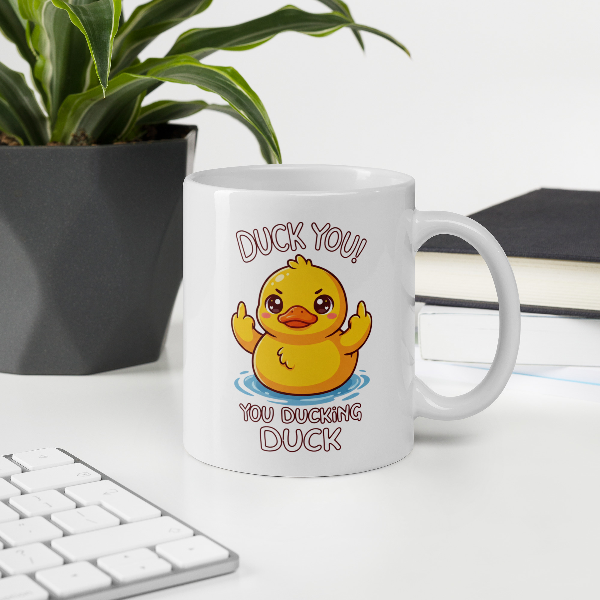 Duck you, You Ducking Duck White glossy mug - Image 3