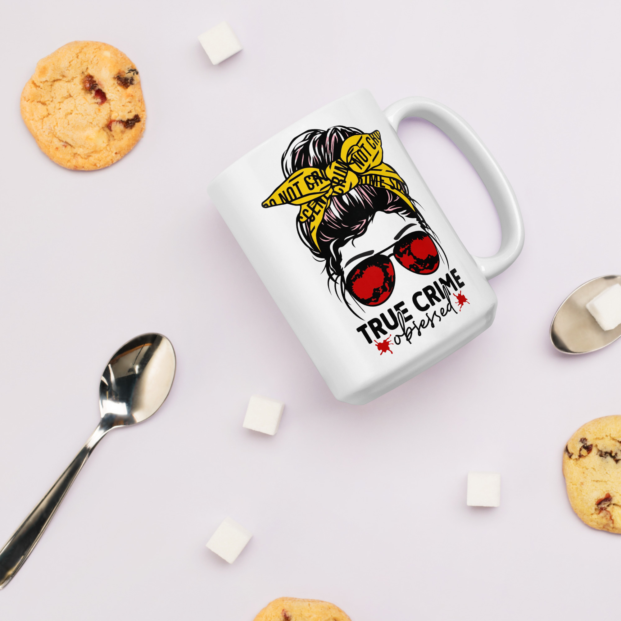 True Crime Obsessed White glossy mug - Image 9