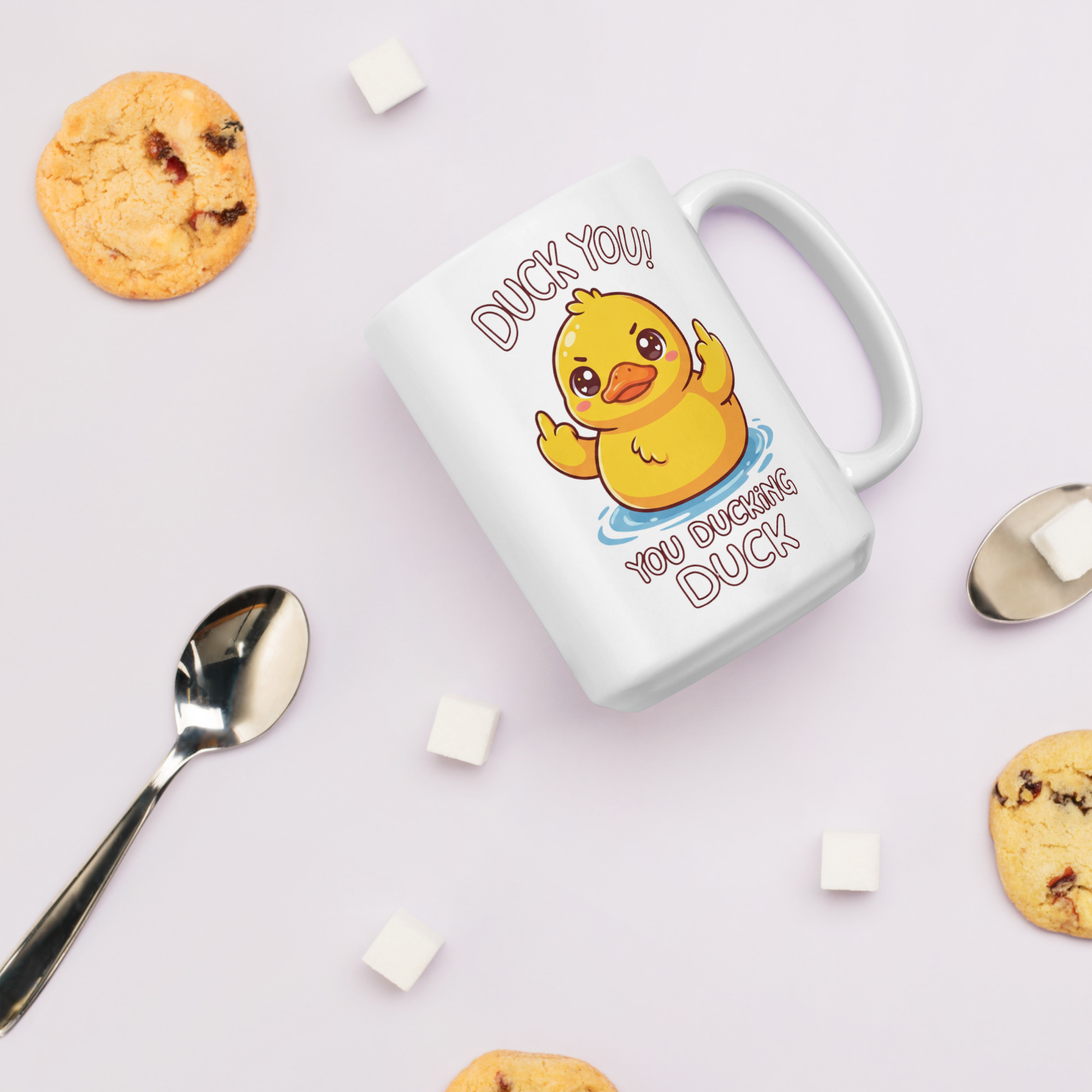 Duck you, You Ducking Duck White glossy mug - Image 9