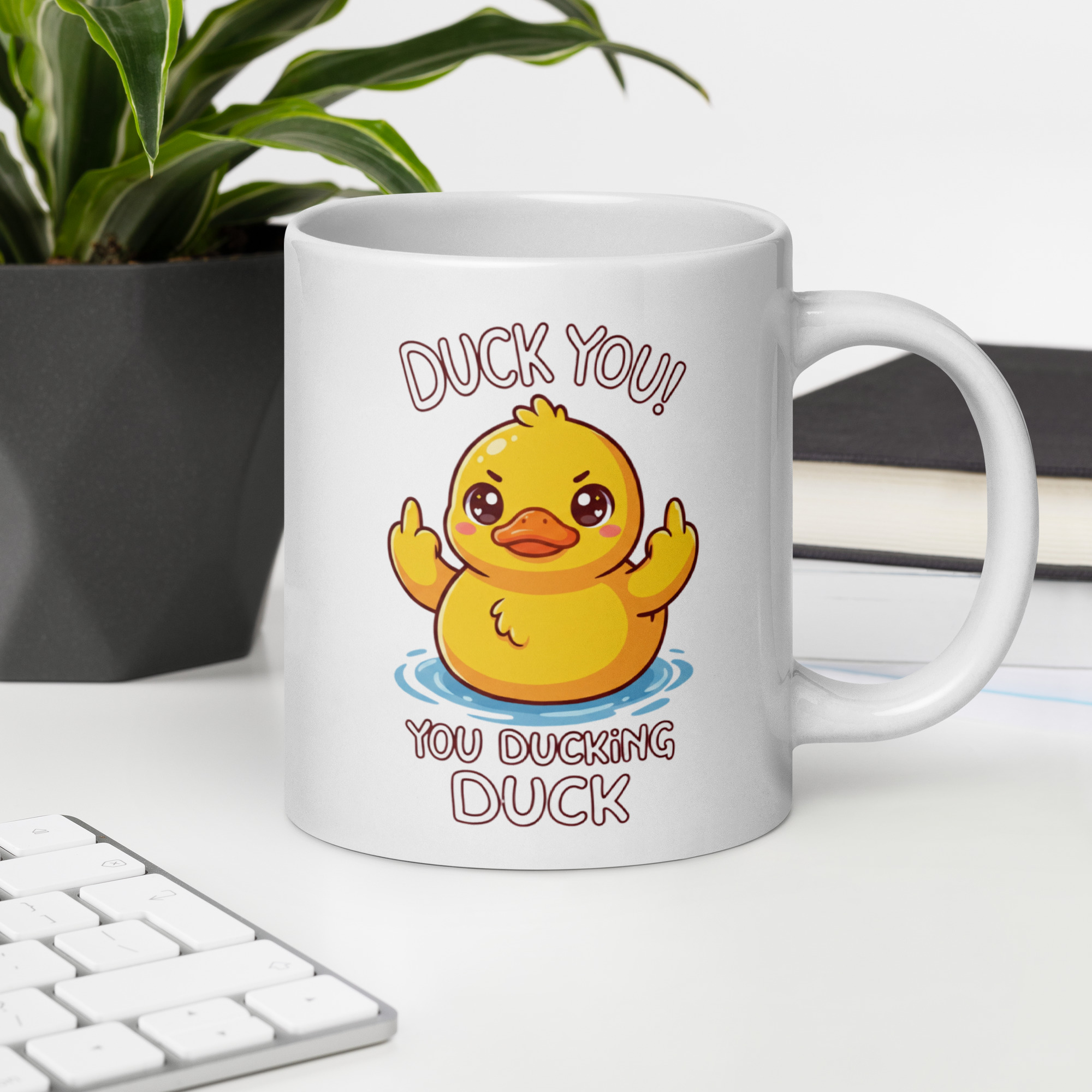 Duck you, You Ducking Duck White glossy mug - Image 10