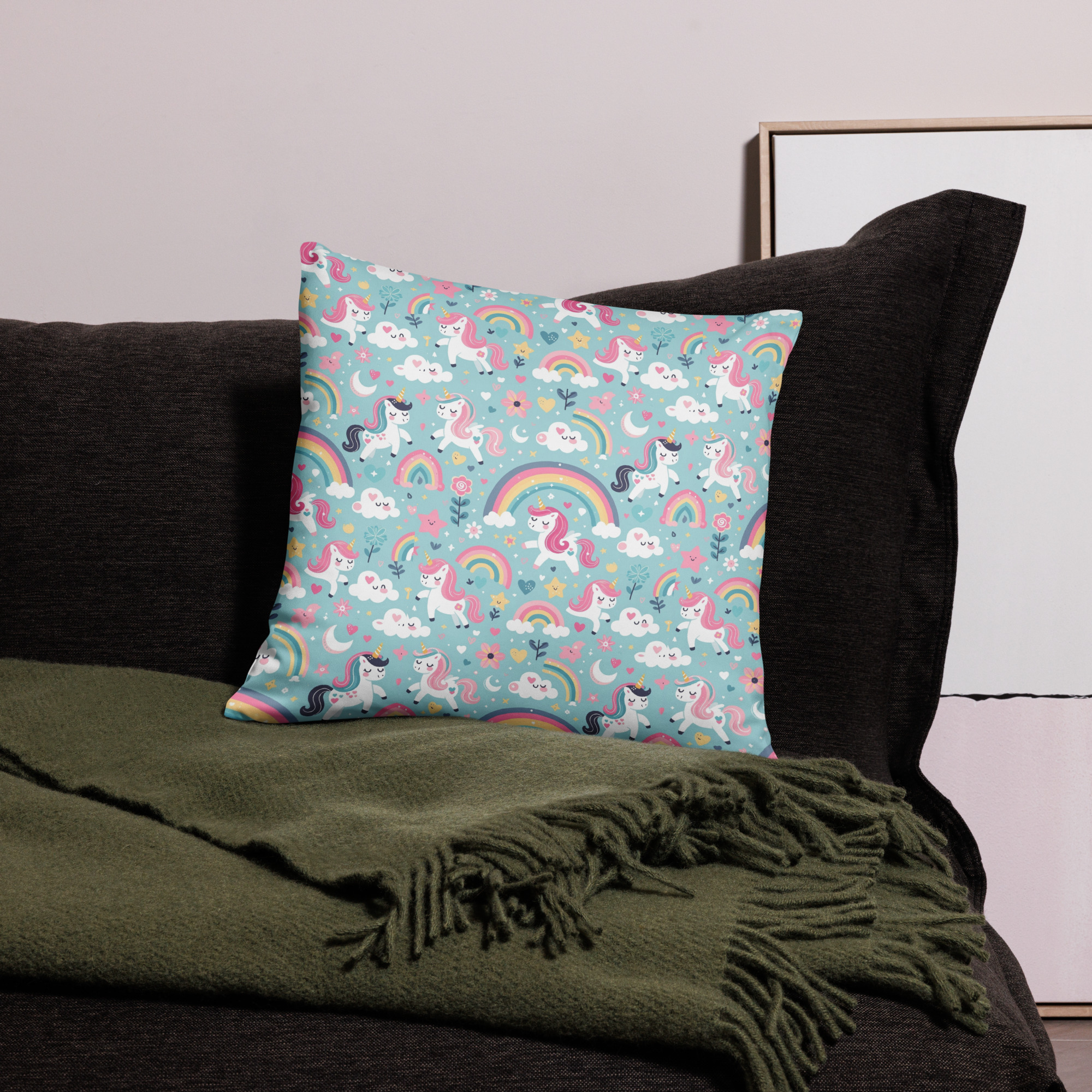Unicorn and Rainbows Pillow Case - Image 2