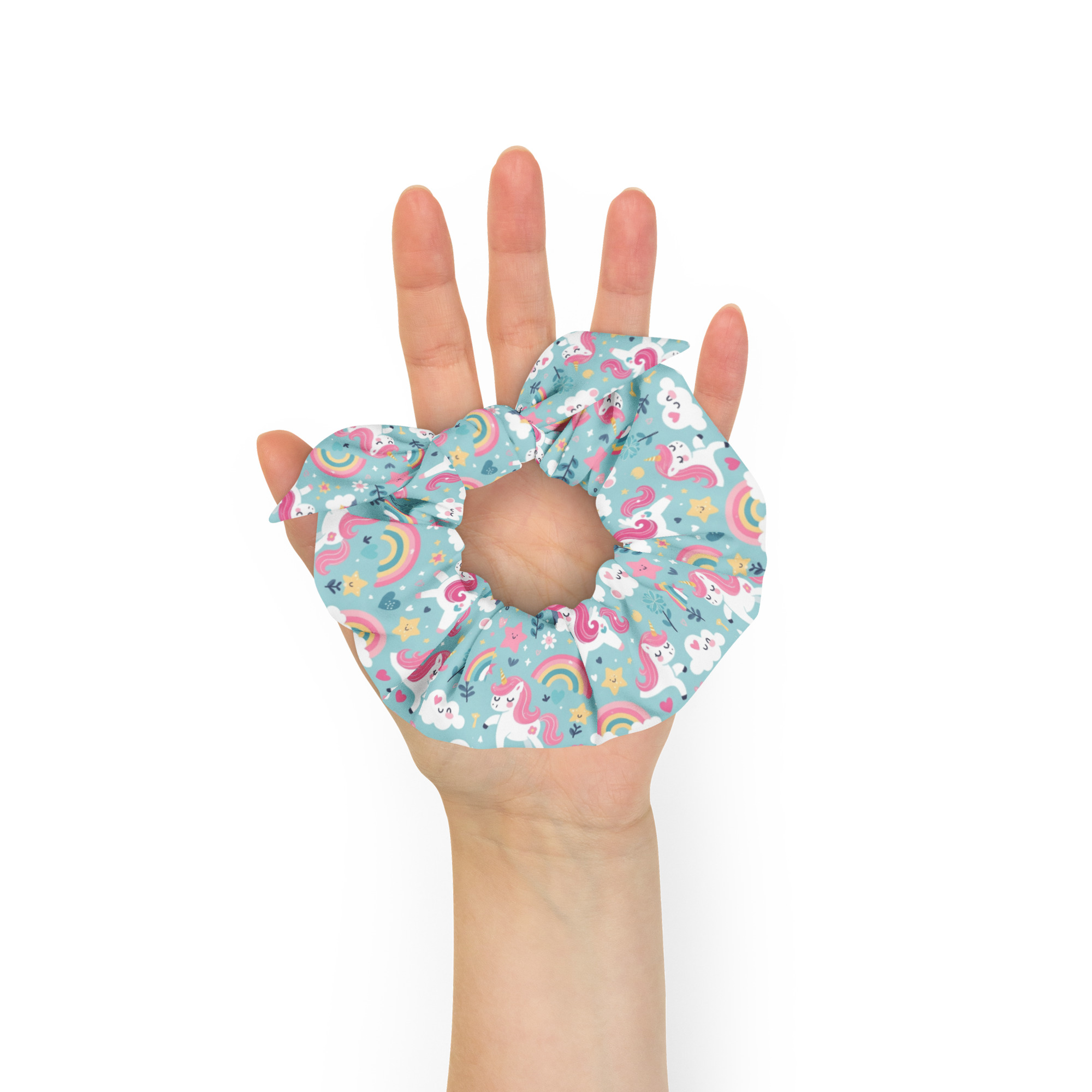 Rainbow and Unicorns Recycled Scrunchie