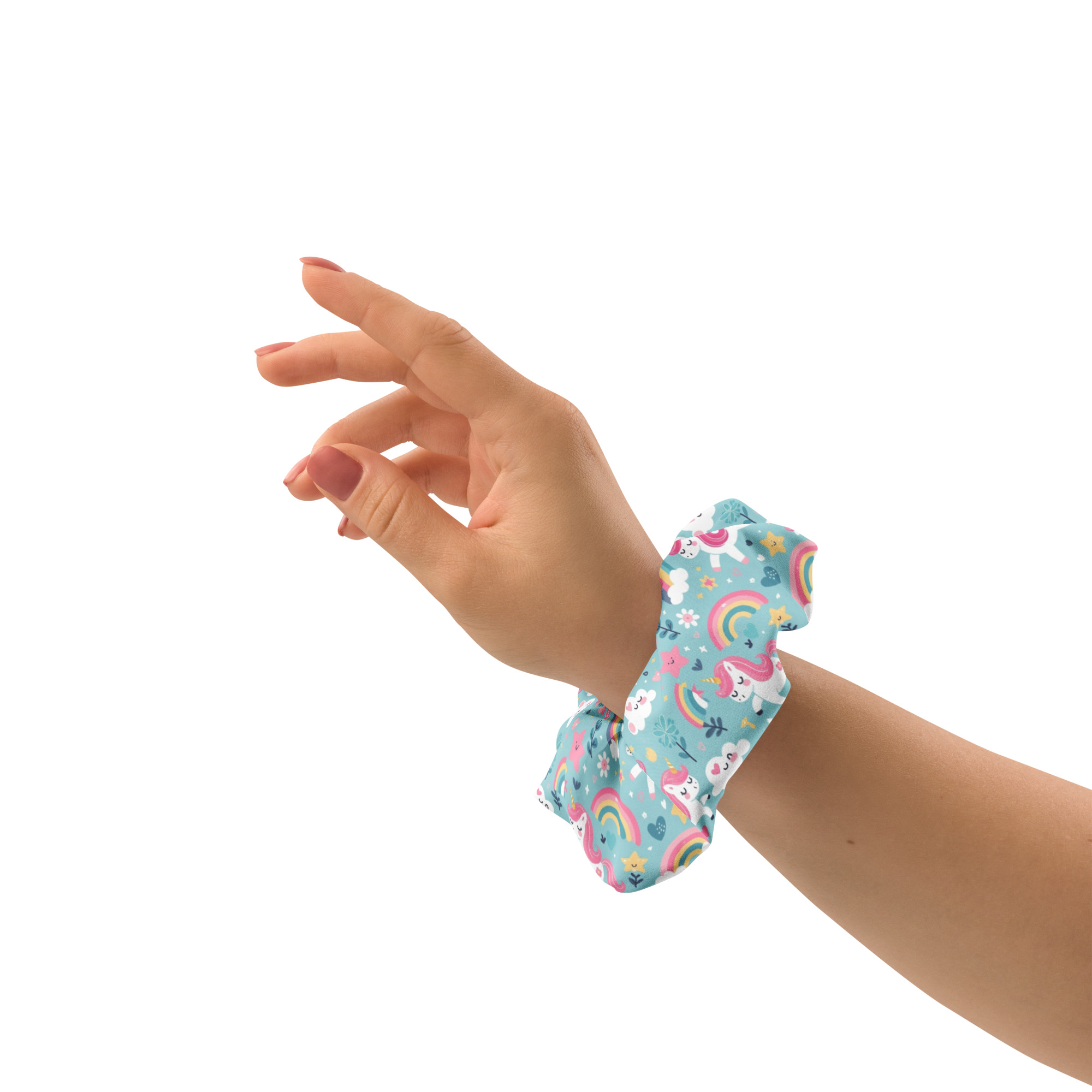 Rainbow and Unicorns Recycled Scrunchie - Image 3