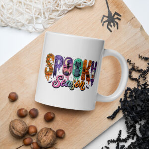 Spooky Season White glossy mug